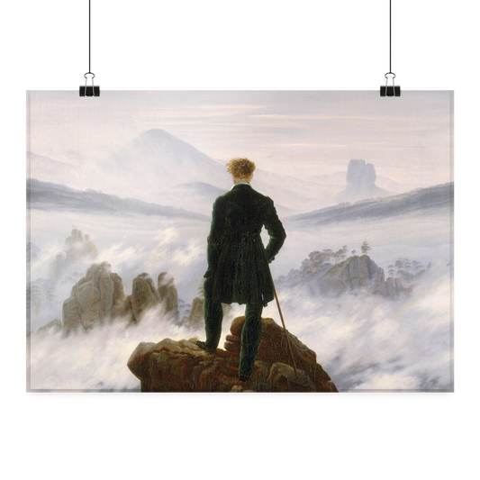 Der Wanderer über dem Nebelmeer von Caspar David Friedrich / Kunstdruck - Poster Din A2 (quer)