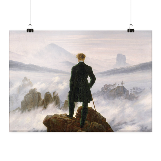 Der Wanderer über dem Nebelmeer von Caspar David Friedrich / Kunstdruck - Poster Din A3 (quer)